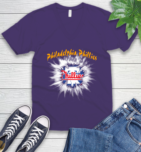 Philadelphia Phillies MLB Baseball Adoring Fan Rip Sports V-Neck T-Shirt 9
