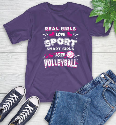 Real Girls Loves Sport Smart Girls Play Volleyball T-Shirt 5