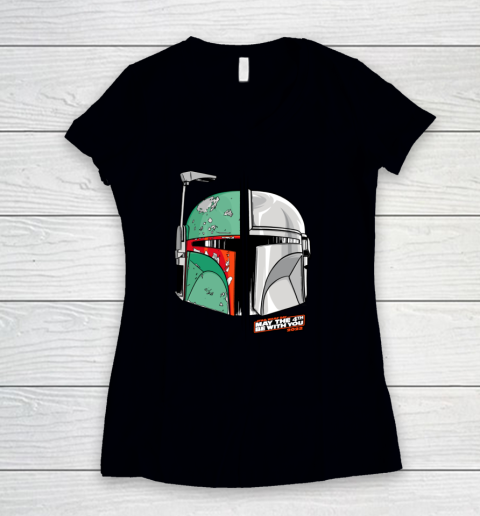 Star Wars Mando and Boba Fett May the 4th Be With You Women's V-Neck T-Shirt