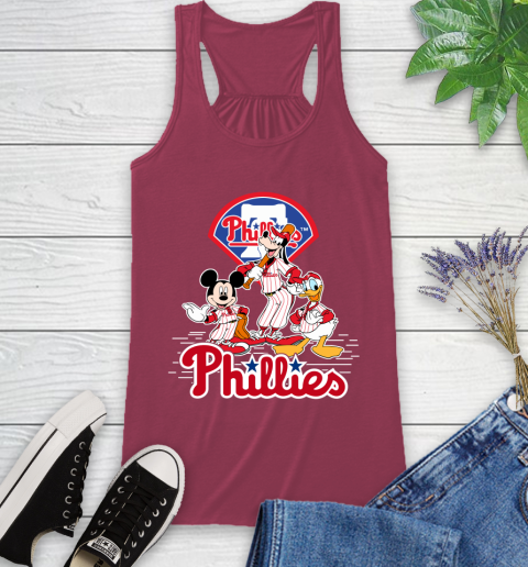 MLB Philadelphia Phillies Mickey Mouse Donald Duck Goofy Baseball T Shirt Racerback Tank 7