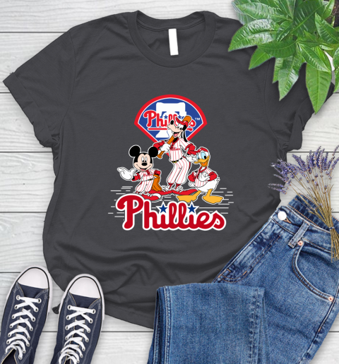 MLB Philadelphia Phillies Mickey Mouse Donald Duck Goofy Baseball T Shirt Women's T-Shirt 8