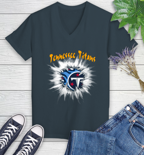 Tennessee Titans NFL Football Adoring Fan Rip Sports Women's V-Neck T-Shirt 8