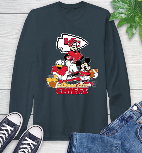NFL Kansas City Chiefs Mickey Mouse Donald Duck Goofy Football Shirt Long Sleeve T-Shirt 9