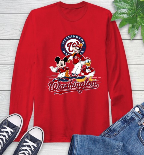 MLB Washington Nationals Mickey Mouse Donald Duck Goofy Baseball T Shirt Long Sleeve T-Shirt 11