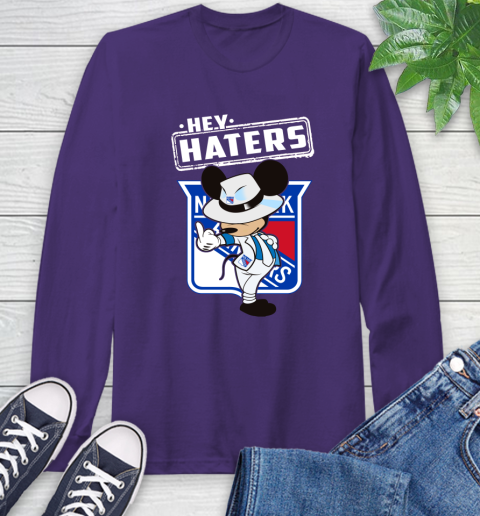 NHL Hey Haters Mickey Hockey Sports New York Rangers Long Sleeve T-Shirt 5