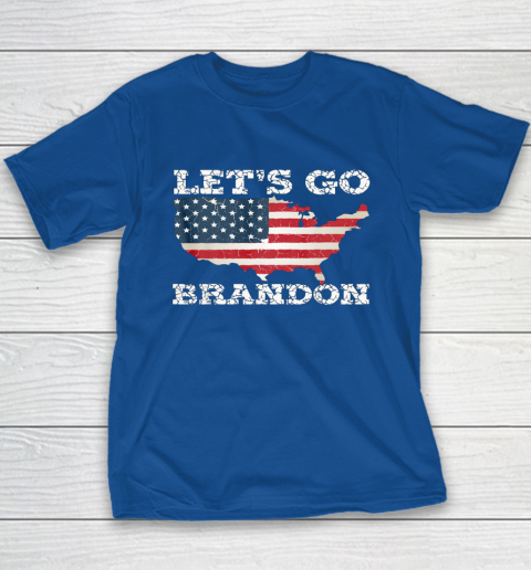 Let's Go Brandon Joe Biden Chant Impeach Biden USA Flag FJB Youth T-Shirt 7