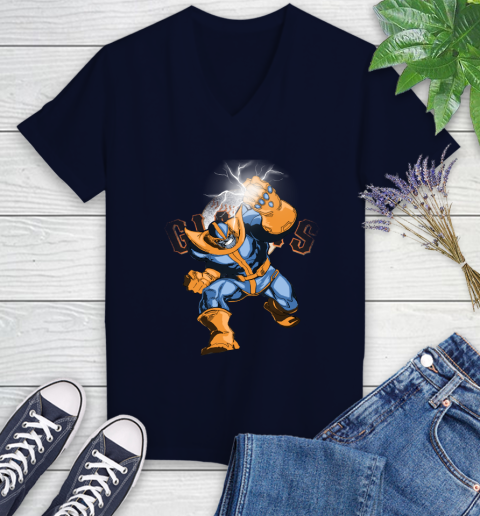 San Francisco Giants MLB Baseball Thanos Avengers Infinity War Marvel Women's V-Neck T-Shirt 2
