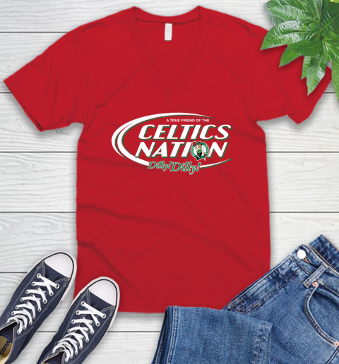 NBA A True Friend Of The Boston Celtics Dilly Dilly Basketball Sports V-Neck T-Shirt 6