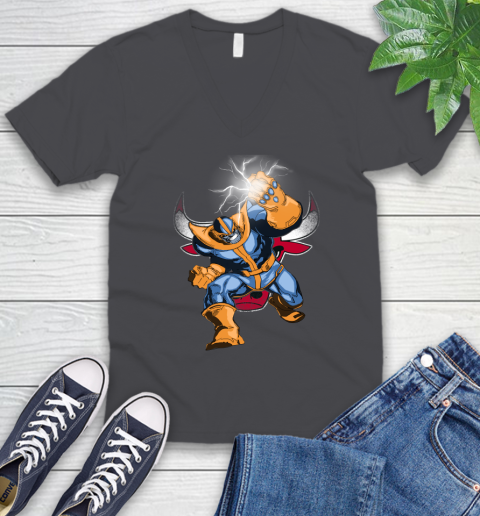 Chicago Bulls NBA Basketball Thanos Avengers Infinity War Marvel V-Neck T-Shirt 4