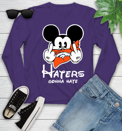 NFL Denver Broncos Haters Gonna Hate Mickey Mouse Disney Football T Shirt Youth Long Sleeve 4