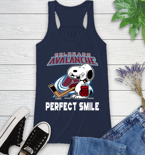 NHL Colorado Avalanche Snoopy Perfect Smile The Peanuts Movie Hockey T Shirt Racerback Tank 9