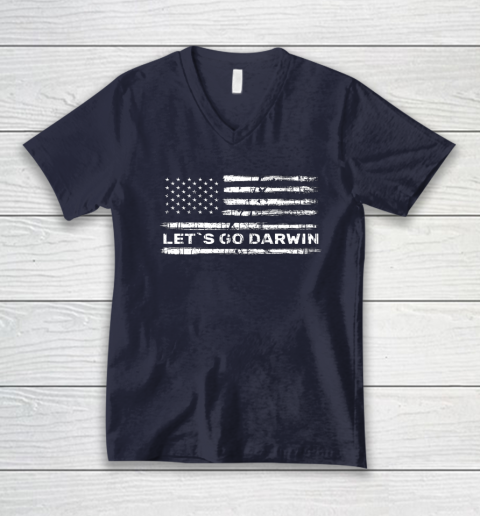 Lets Go Darwin Funny Sarcastic Us Flag V-Neck T-Shirt 2