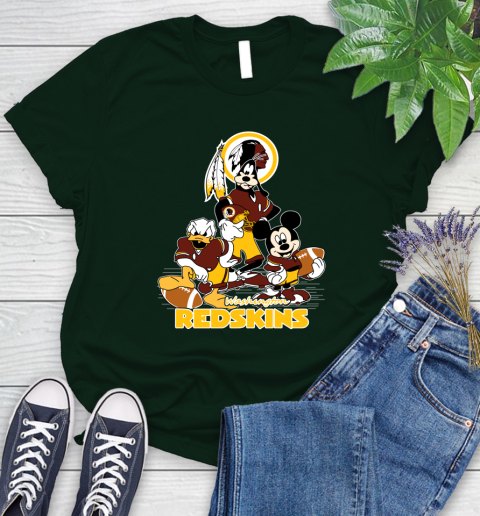 NFL Washington Redskins Mickey Mouse Donald Duck Goofy Football Shirt Women's T-Shirt 6