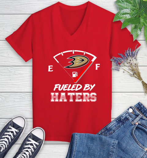 Anaheim Ducks NHL Hockey Fueled By Haters Sports Women's V-Neck T-Shirt 11