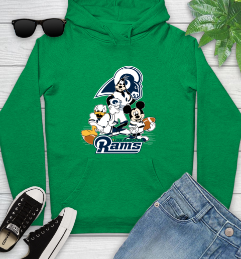 NFL Los Angeles Rams Mickey Mouse Donald Duck Goofy Football Shirt Youth Hoodie 9