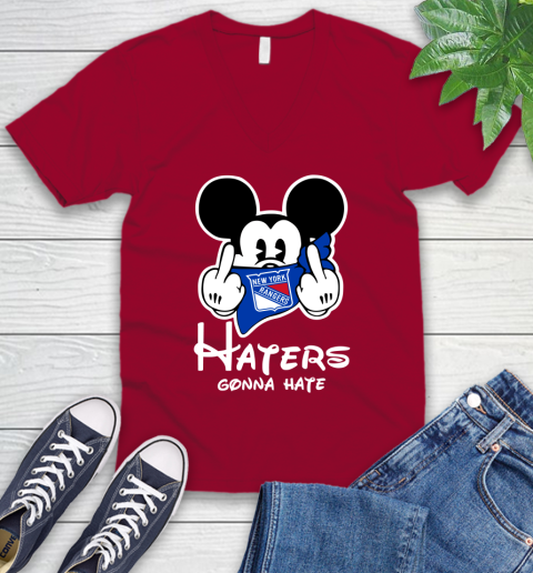 NHL New York Rangers Haters Gonna Hate Mickey Mouse Disney Hockey T Shirt V-Neck T-Shirt 7