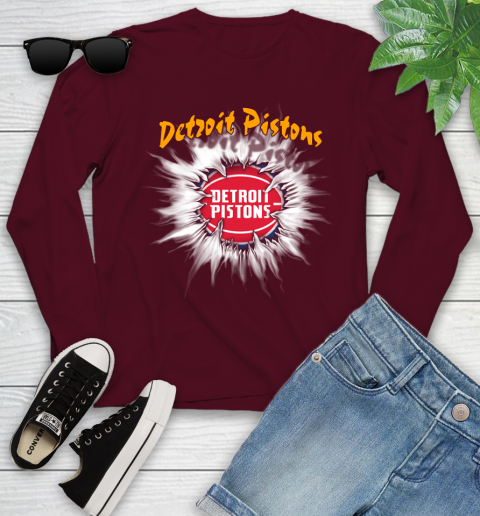 Detroit Pistons NBA Basketball Rip Sports Youth Long Sleeve 7 Detroit Pistons NBA Basketball Rip Sports Youth Long Sleeve - Image 7