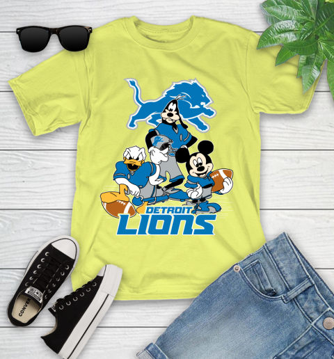 NFL Detroit Lions Mickey Mouse Donald Duck Goofy Football Shirt Youth T-Shirt 10