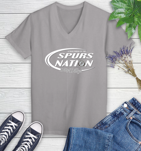 NBA A True Friend Of The San Antonio Spurs Dilly Dilly Basketball Sports Women's V-Neck T-Shirt 4