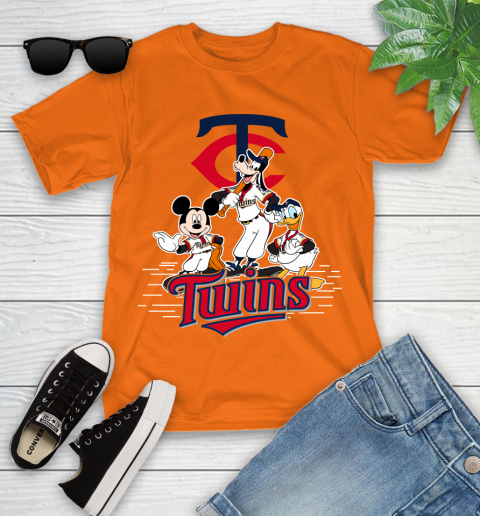 MLB Minnesota Twins Mickey Mouse Donald Duck Goofy Baseball T Shirt Youth T-Shirt 9