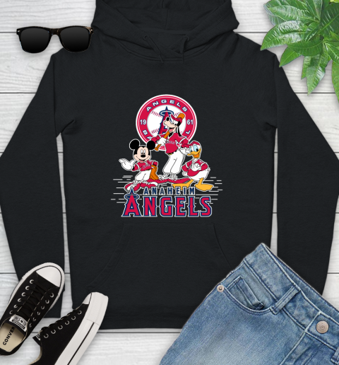 MLB Los Angeles Angels Mickey Mouse Donald Duck Goofy Baseball T Shirt Youth Hoodie