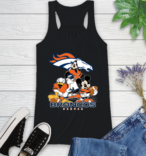 NFL Denver Broncos Mickey Mouse Donald Duck Goofy Football Shirt Racerback Tank