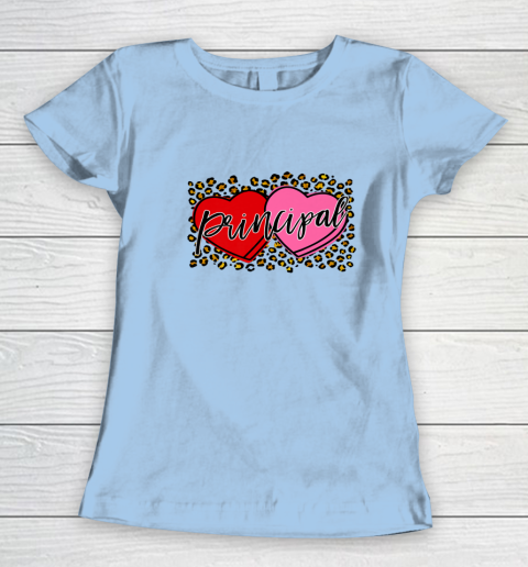 Leopard Candy Heart Principal Valentine Day Principal V Day Women's T-Shirt 4