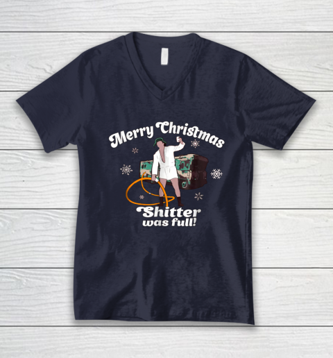 Merry Christmas Shitter Was Full Vacation V-Neck T-Shirt 2