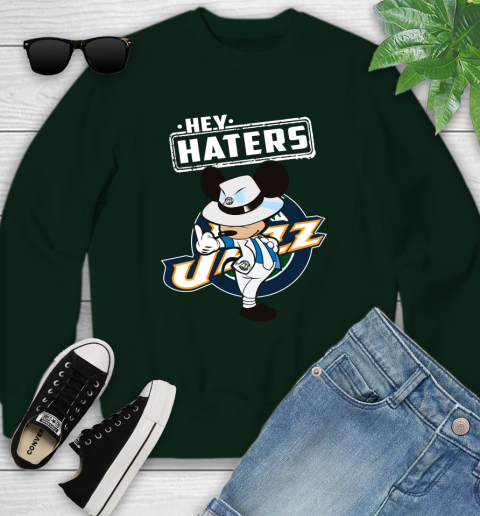 NBA Hey Haters Mickey Basketball Sports Utah Jazz Youth Sweatshirt 9