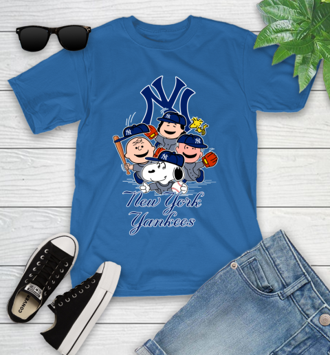 MLB New York Yankees Snoopy Charlie Brown Woodstock The Peanuts Movie Baseball T Shirt_000 Youth T-Shirt 12