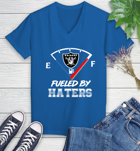 Oakland Raiders NFL Football Fueled By Haters Sports Women's V-Neck T-Shirt 10