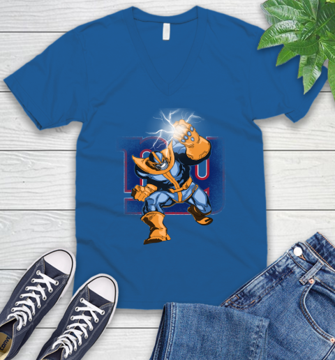 New York Giants NFL Football Thanos Avengers Infinity War Marvel V-Neck T-Shirt 5