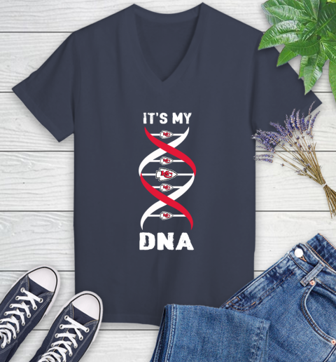 Kansas City Chiefs NFL Football It's My DNA Sports Women's V-Neck T-Shirt 12