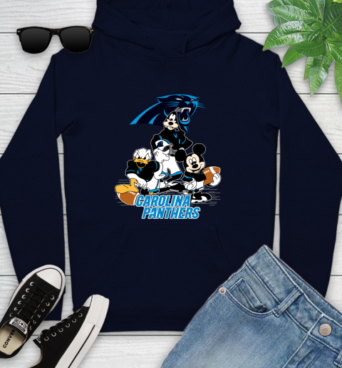 NFL Carolina Panthers Mickey Mouse Donald Duck Goofy Football Shirt Youth Hoodie 3