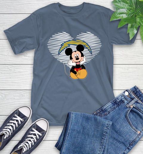 NFL Los Angeles Chargers The Heart Mickey Mouse Disney Football T Shirt_000 T-Shirt 8