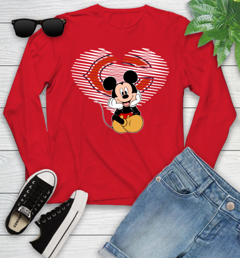 NFL Chicago Bears The Heart Mickey Mouse Disney Football T Shirt_000 Youth Long Sleeve 11