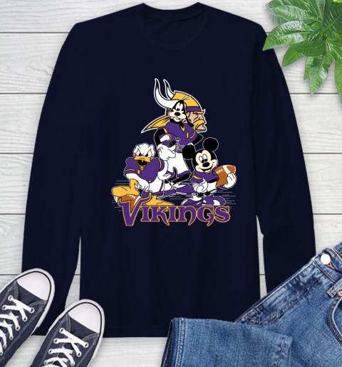 NFL Minnesota Vikings Mickey Mouse Donald Duck Goofy Football Shirt Long Sleeve T-Shirt 3