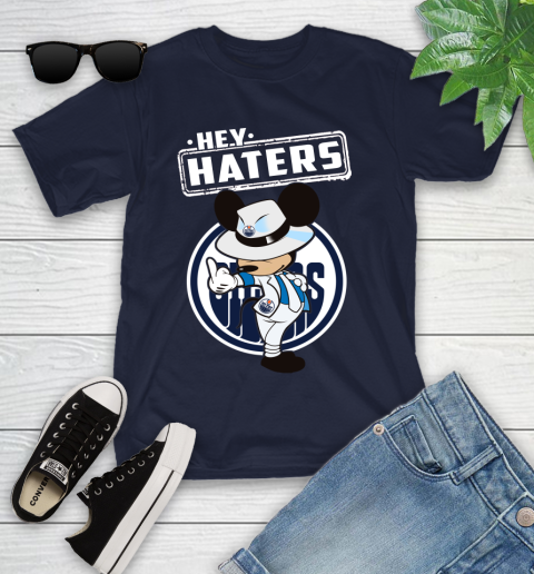 NHL Hey Haters Mickey Hockey Sports Edmonton Oilers Youth T-Shirt 2