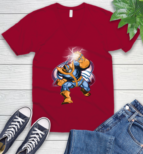 Colorado Avalanche NHL Hockey Thanos Avengers Infinity War Marvel V-Neck T-Shirt 7