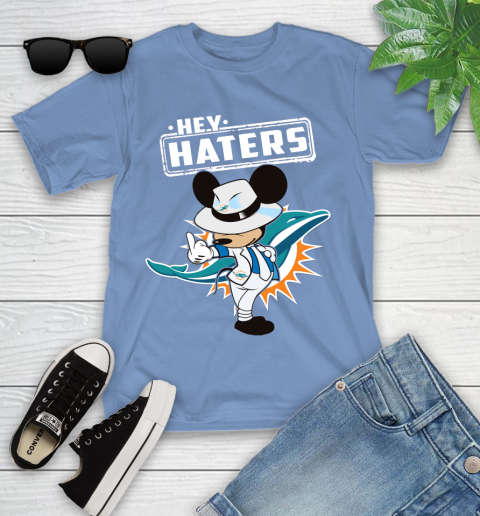 NFL Hey Haters Mickey Football Sports Miami Dolphins Youth T-Shirt 15