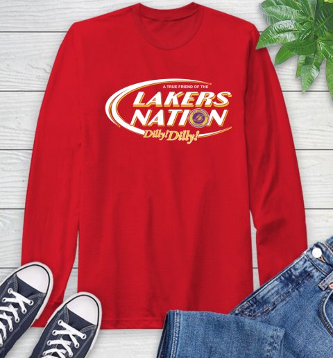 NBA A True Friend Of The Los Angeles Lakers Dilly Dilly Basketball Sports Long Sleeve T-Shirt 11