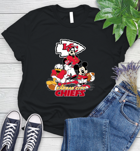 NFL Kansas City Chiefs Mickey Mouse Donald Duck Goofy Football Shirt Women's T-Shirt