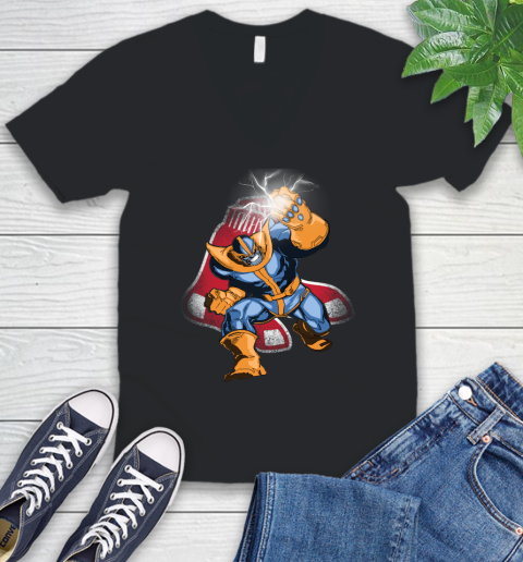 Boston Red Sox MLB Baseball Thanos Avengers Infinity War Marvel V-Neck T-Shirt