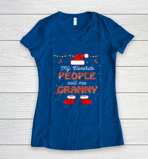My Favorite People Call Me Granny Thanksgiving Christmas Women's V-Neck T-Shirt 5