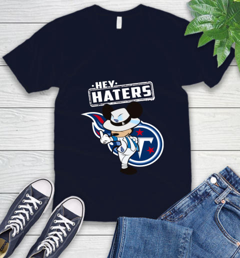 NFL Hey Haters Mickey Football Sports Tennessee Titans V-Neck T-Shirt 2