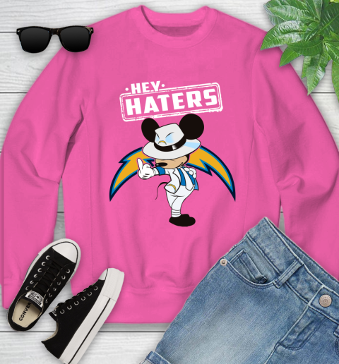 NFL Hey Haters Mickey Football Sports Los Angeles Chargers Youth Sweatshirt 6