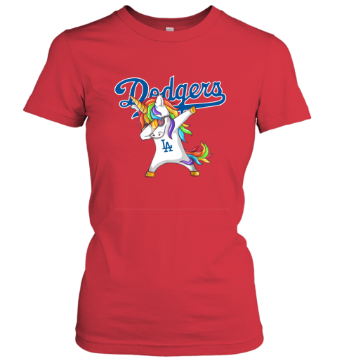 Los Angeles Dodgers Unicorn Dabbing Baseball Sports Shirts Women T