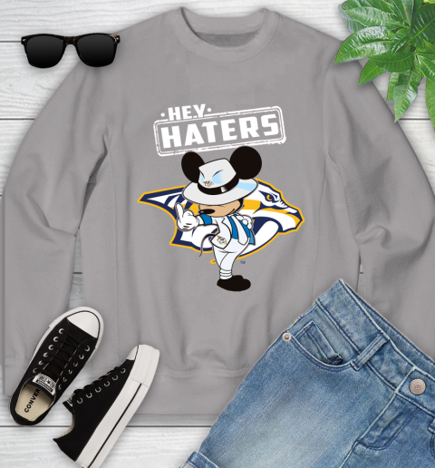NHL Hey Haters Mickey Hockey Sports Nashville Predators Youth Sweatshirt 3