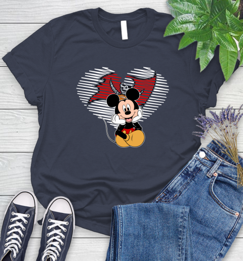 NFL Tampa Bay Buccaneers The Heart Mickey Mouse Disney Football T Shirt_000 Women's T-Shirt 14
