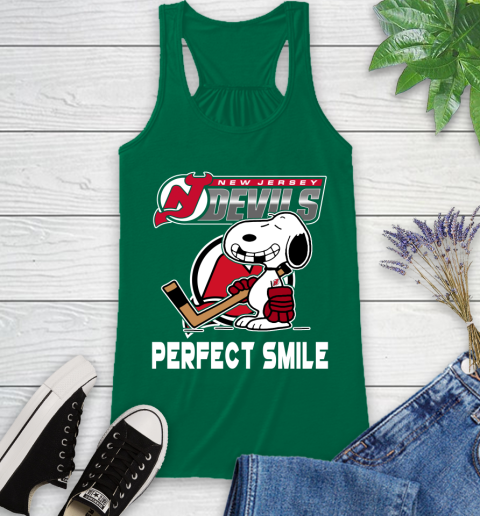 NHL New Jersey Devils Snoopy Perfect Smile The Peanuts Movie Hockey T Shirt Racerback Tank 6
